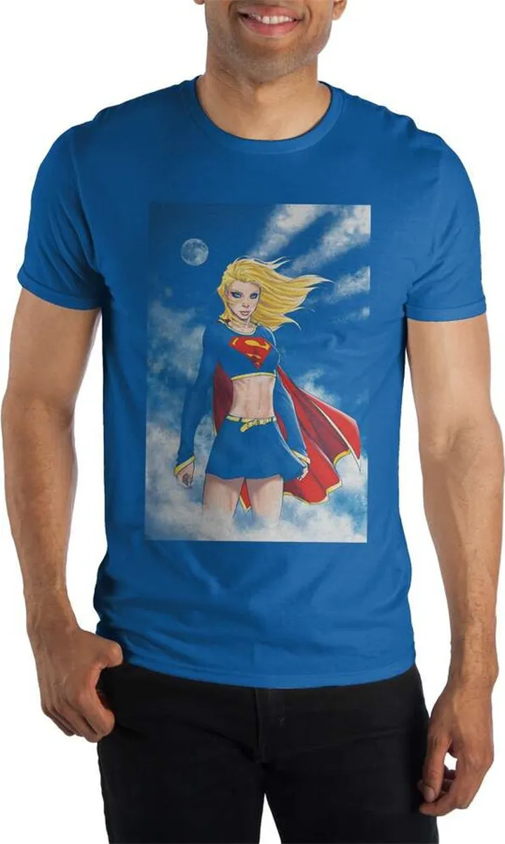 Kara Zor El Supergirl Men's Blue T-Shirt Tee Shirt-XX-Large