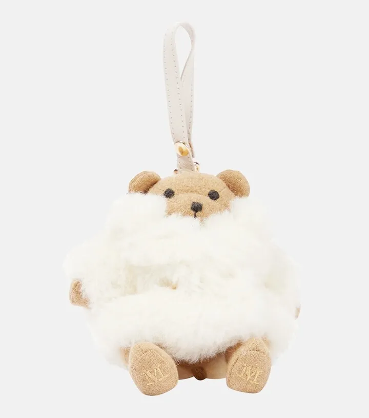Teak bear bag charm
