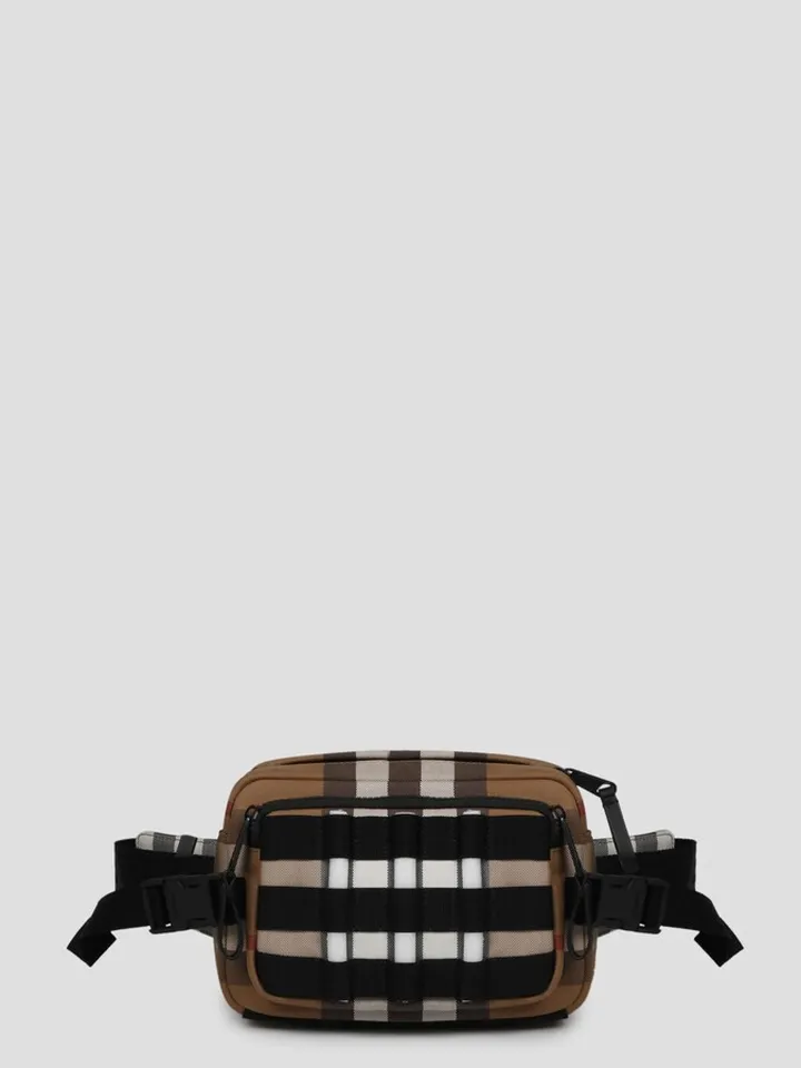 Burberry organic cotton canvas Check beltbag.