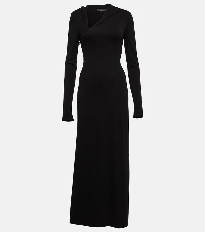 Hooded cutout jersey maxi dress