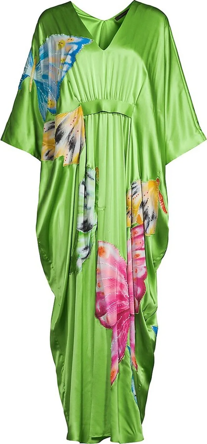 Kyoto Couture Embellished Silk Satin Caftan