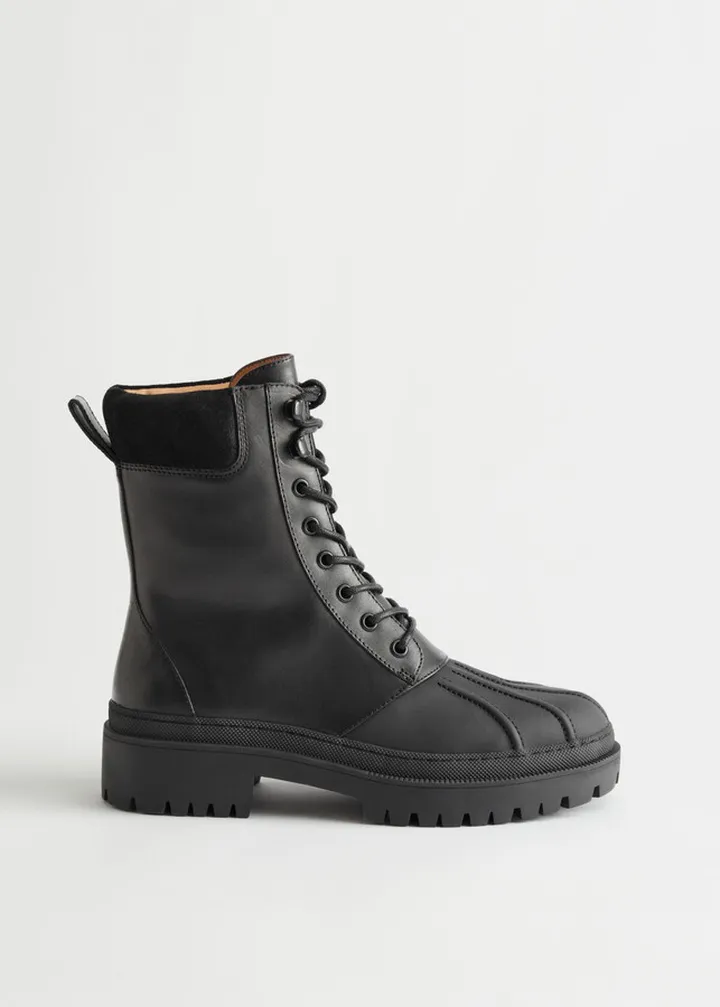 Chunky Leather Combat Boots
