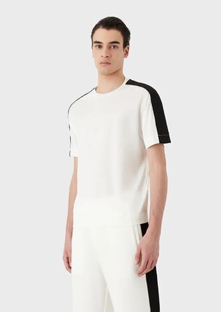 Tencel-blend jersey T-shirt with logo tape
