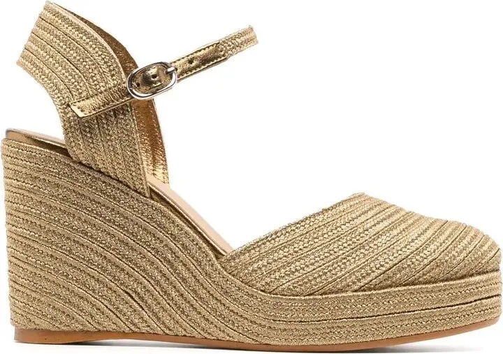 Carolyn Wedge Espadrille In Old Gold