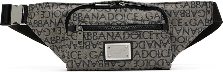 Dolce & Gabbana Gray & Black Printed Belt Bag