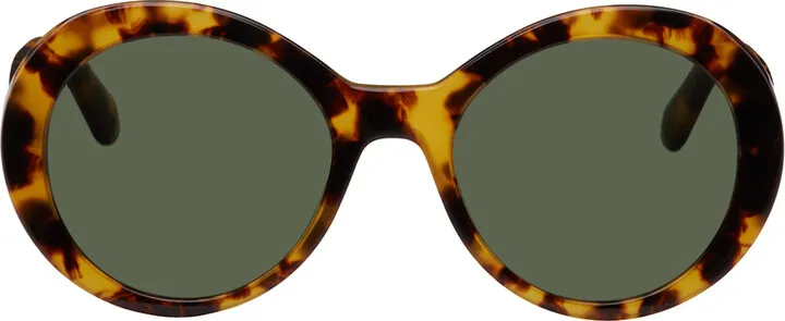 Stella McCartney Tortoiseshell Falabella Pin Round Sunglasses