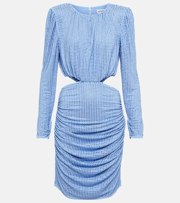 Embellished cutout jersey minidress