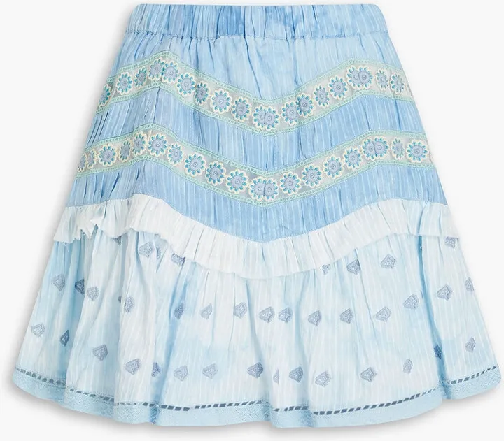 Felice tie-dyed embroidered cotton mini skirt