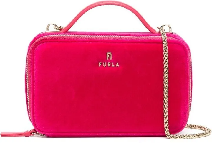 Velvet-Effect Chain-Strap Crossbody Bag