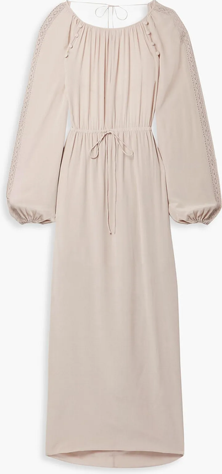 Lois crochet-trimmed silk-chiffon maxi dress