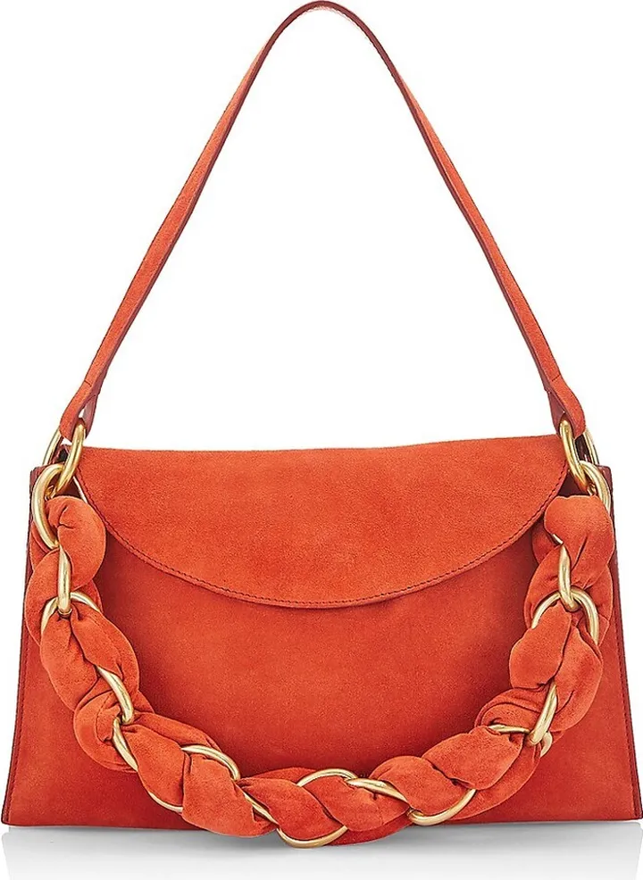 Braided Chain Suede Shoulder Bag