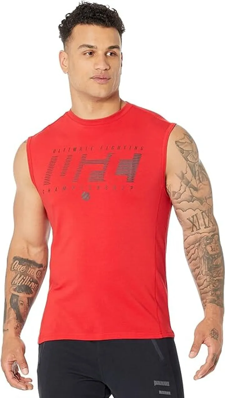 UFC Ultimate Fighting Sleeveless Crew Neck Tee (Red) Men's Clothing