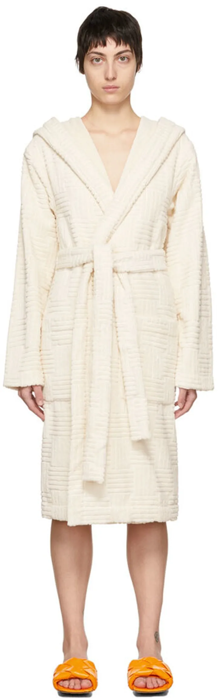 Bottega Veneta Off-White Intreccio Bath Robe