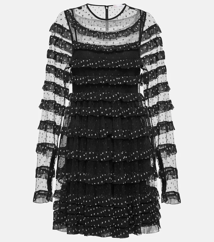 Point d'esprit tulle and georgette minidress