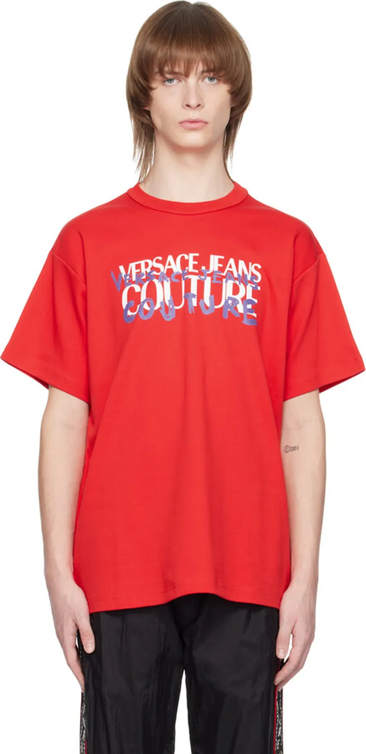 Versace Jeans Couture Red Printed T-Shirt
