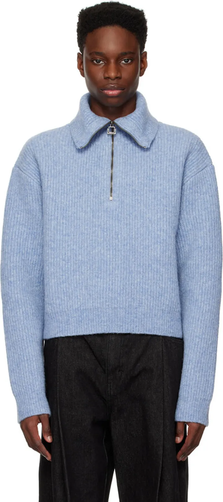 Wooyoungmi Blue Half-Zip Sweater