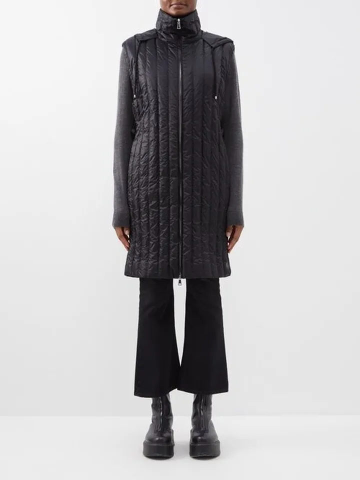 Drava Hooded Belted Longline Quilted Gilet