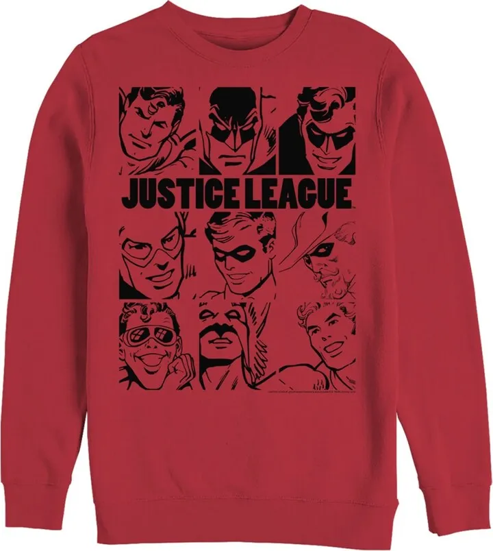 Men's Justice League Vintage Hero Panels Sweatshirt - Red - X Large