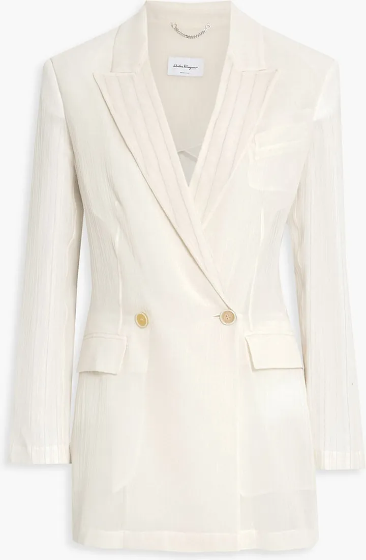 Double-breasted cotton-gauze blazer