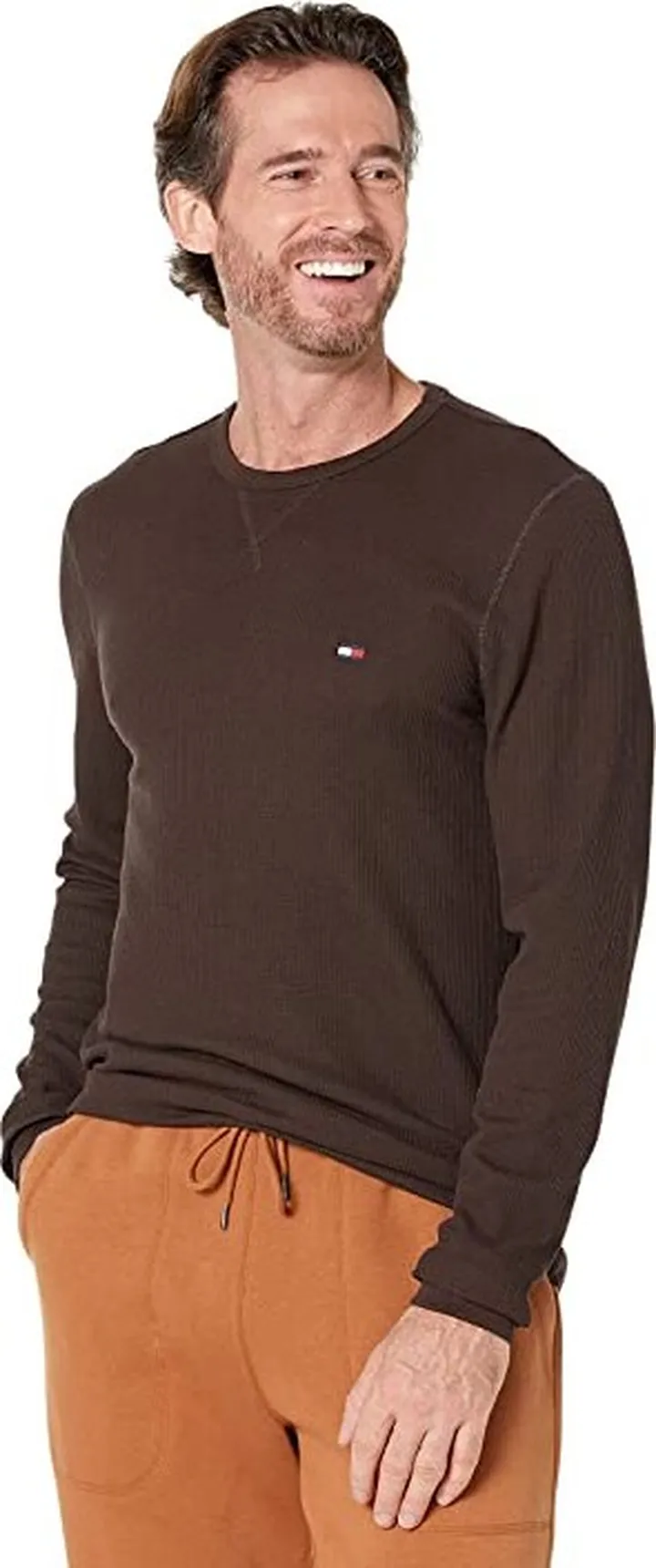 Tommy Hilfiger Thermal Long Sleeve Crew (Espresso) Men's Pajama