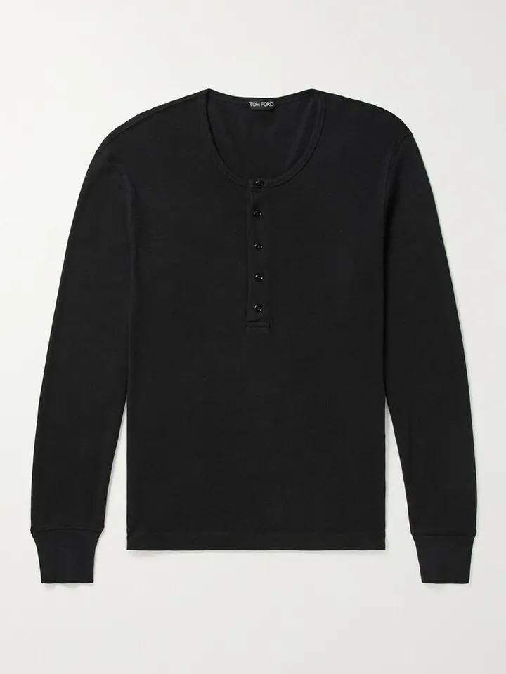 Modal and Cotton-Blend Jersey Henley T-Shirt