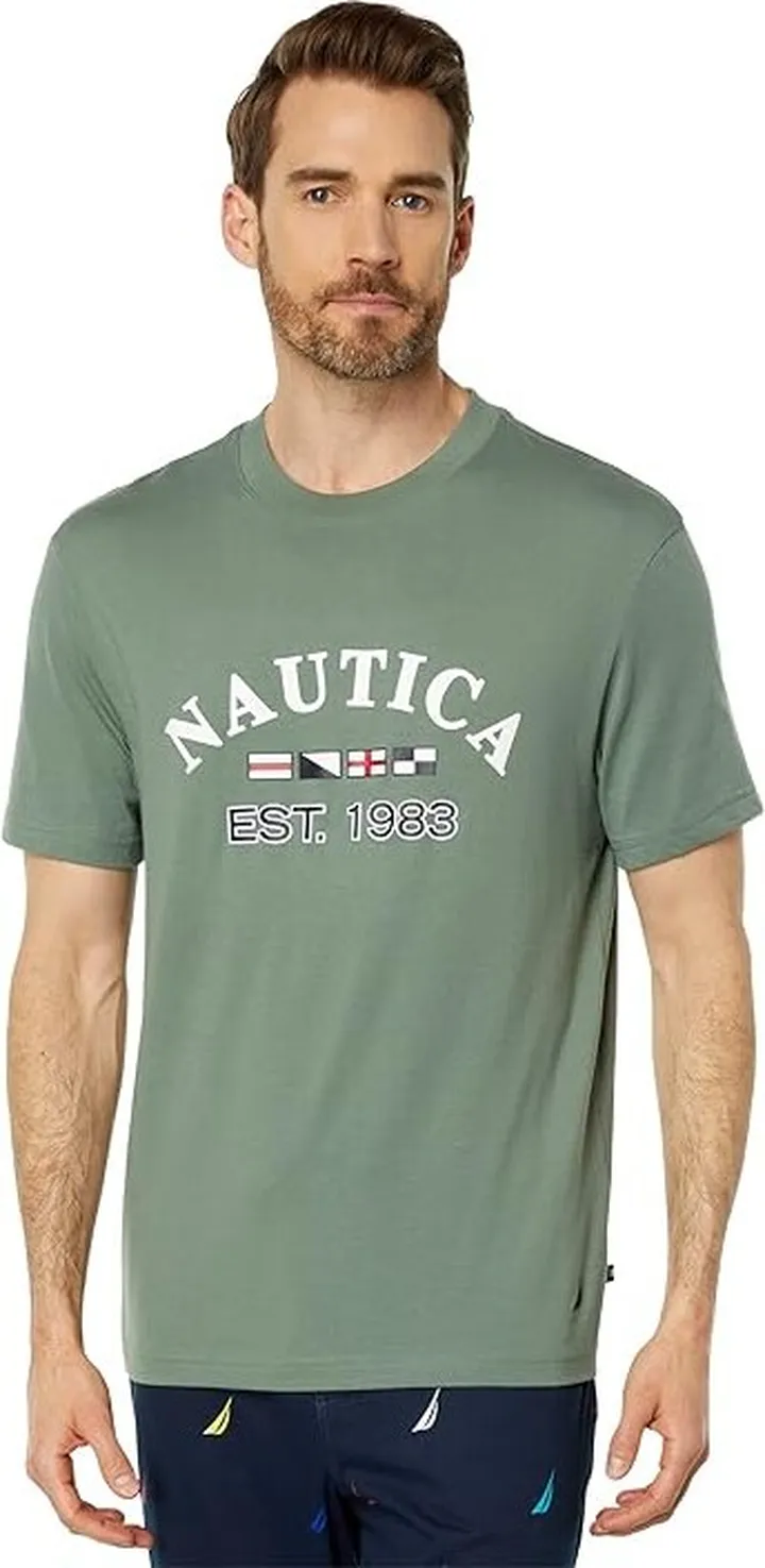Nautica Logo Graphic Sleep T-Shirt (Seaside Fire) Men's Clothing