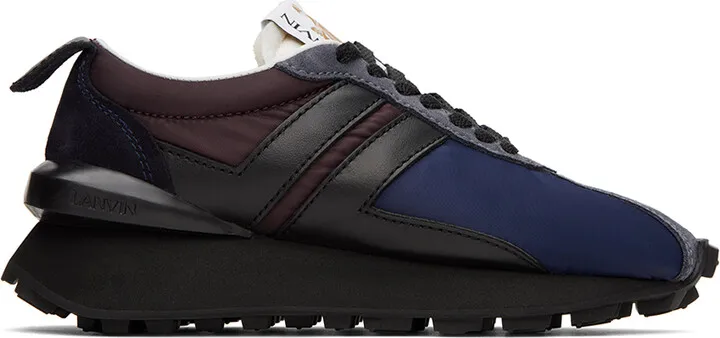Lanvin Navy & Brown Bumpr Sneakers