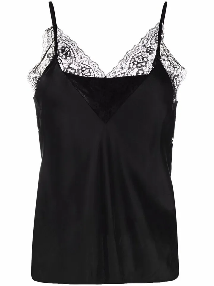 Floral-Lace Silk Cami Top