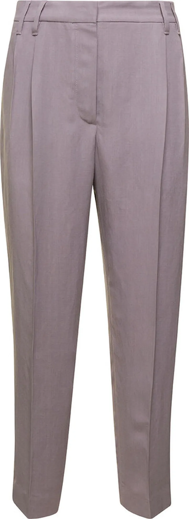 Lilac High Waisted Tailored Trousers In Linen Blend Woman
