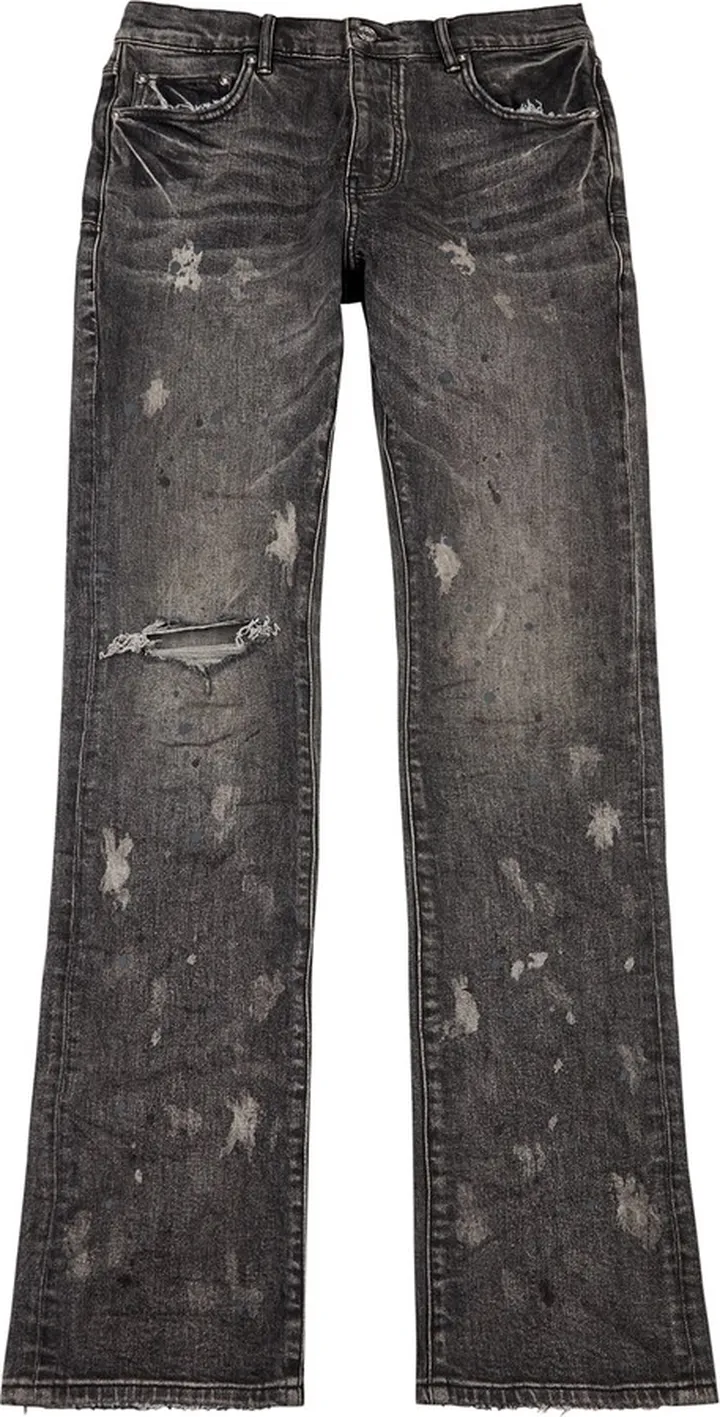 Purple Distressed Slim-leg Jeans