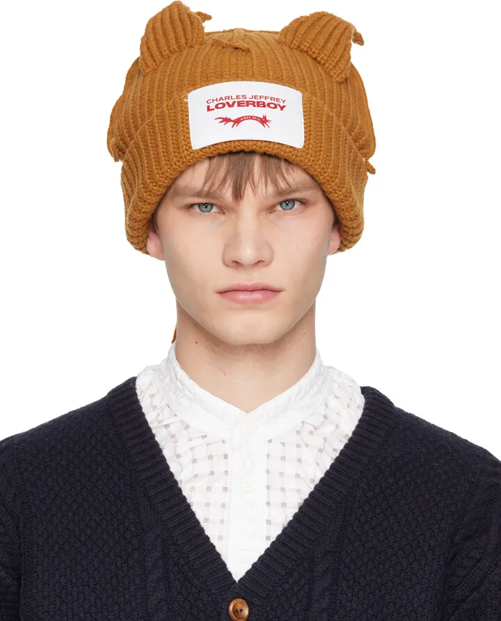 Charles Jeffrey Loverboy Brown Chunky Fox Beanie