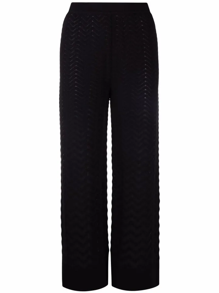 Zigzag-Knit Straight Trousers