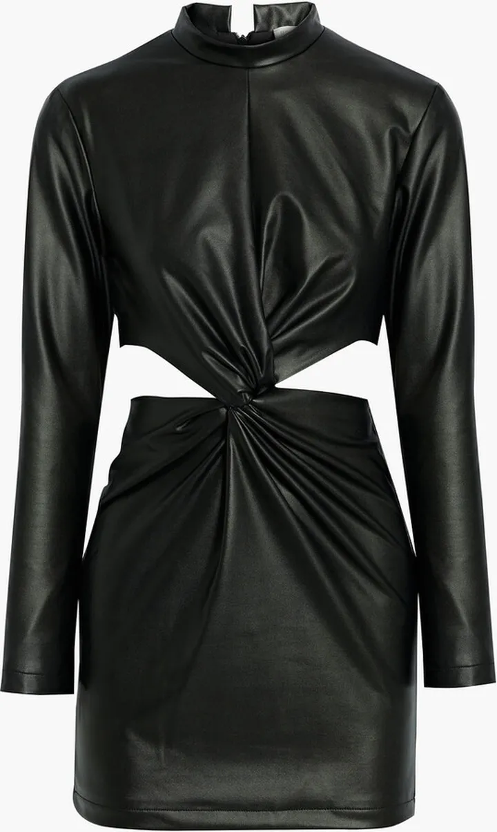 Madeline cutout faux leather mini dress