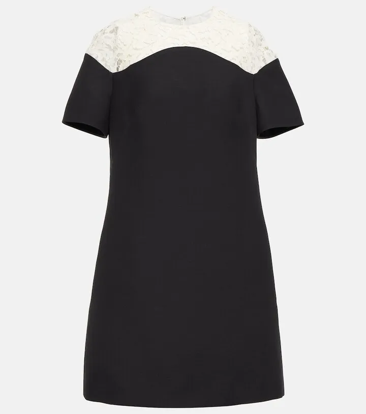 Crepe Couture lace-trimmed minidress
