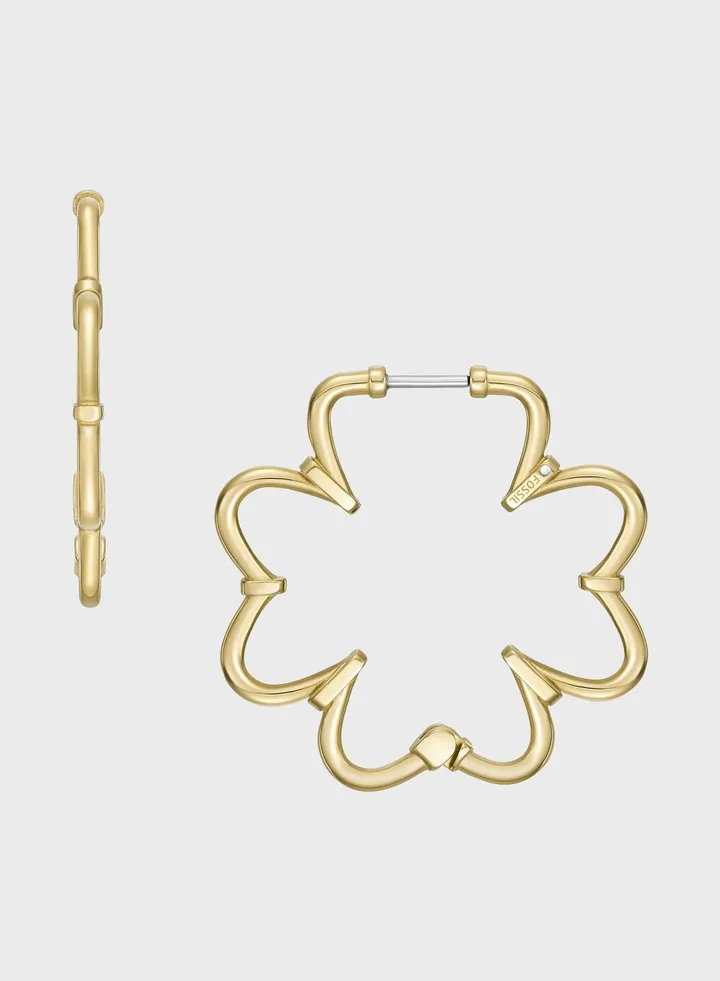 Flower Detailed Hoop Earrings