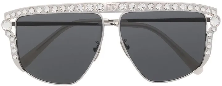 Crystal-Embellished Detail Sunglasses