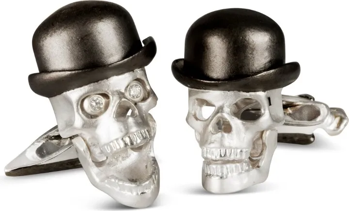 Deakin & Francis - Deakin & Francis Sterling Silver Skull Cufflinks With Bowler Hat & Umbrella