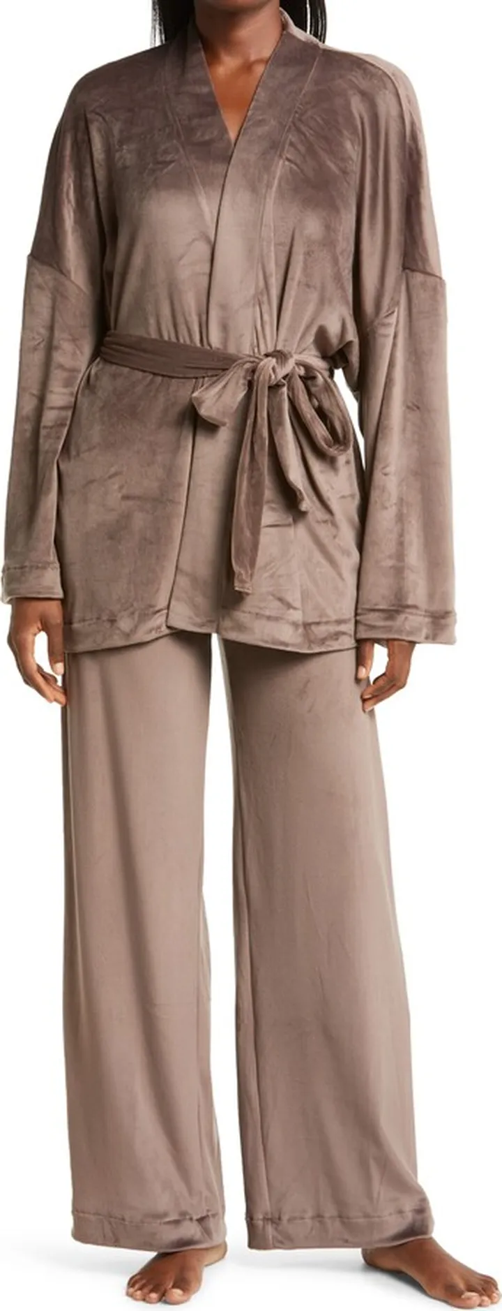 Velour Robe & Pajama Pants Set