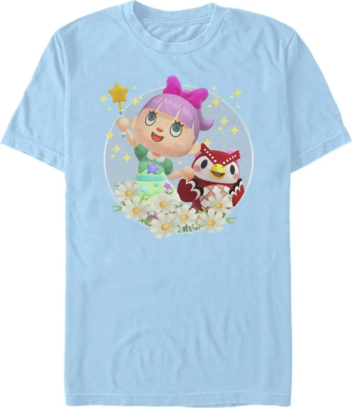 Men's Nintendo Animal Crossing New Horizons Flower Magic T-Shirt - Light Blue - Large
