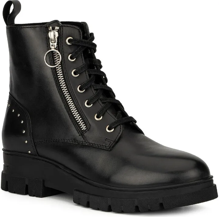 Rocky Womens Leather Studs Combat & Lace-up Boots