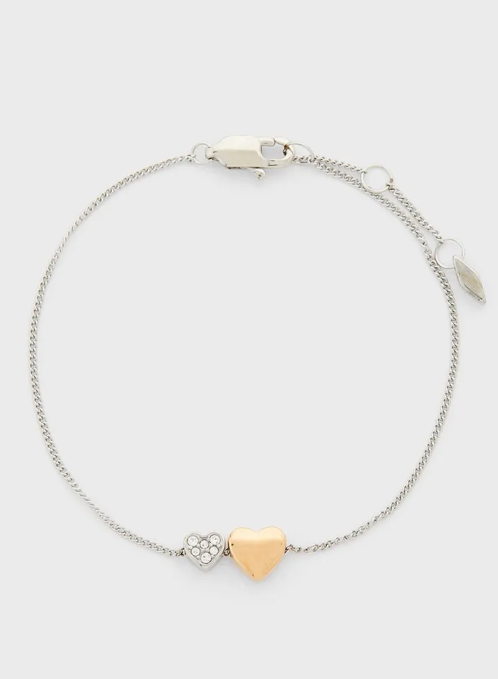 Duo Hearts Two-Tone Bracelet