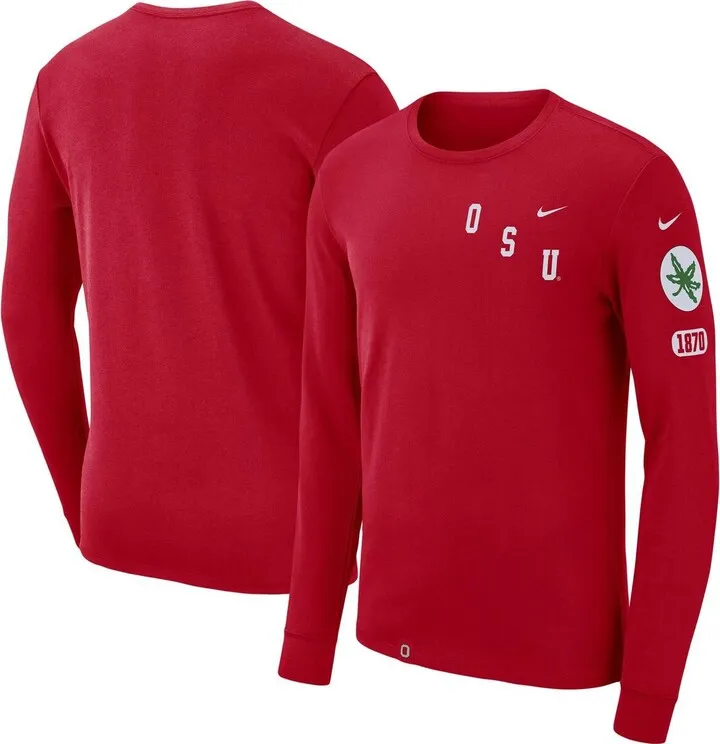 Men's Nike Scarlet Ohio State Buckeyes Repeat Logo 2-Hit Long Sleeve T-shirt