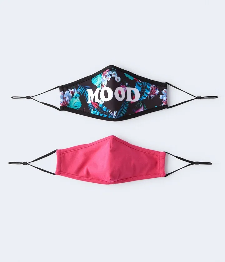 Aeropostale Women's Floral Mood & Solid Face Mask 2-Pack