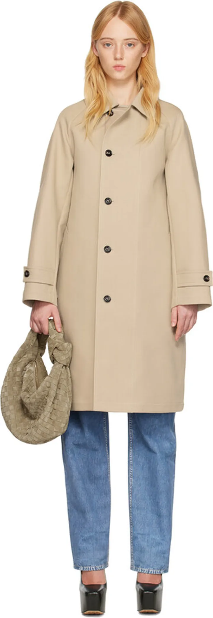 Bottega Veneta Beige Spread Collar Coat