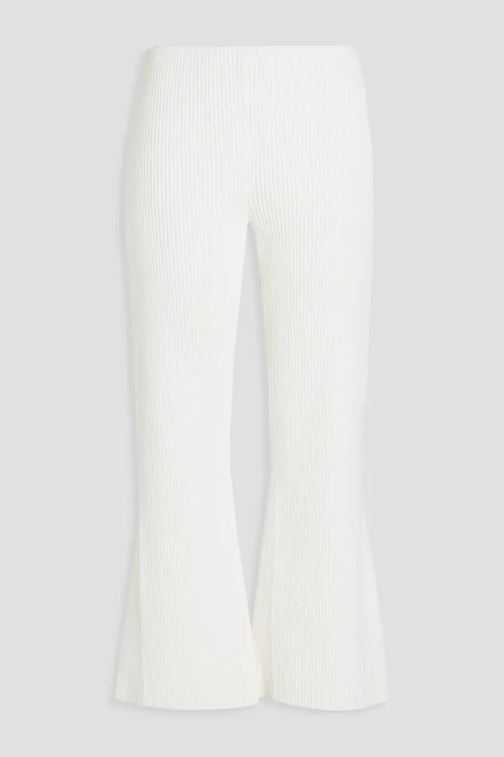 Ribbed-knit kick-flare pants