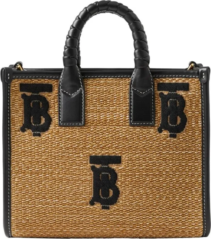 Burberry Mini Raffia Freya Tote Bag