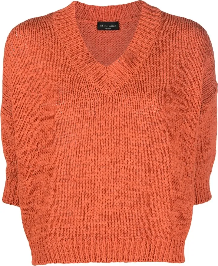 V-neck knitted jumper