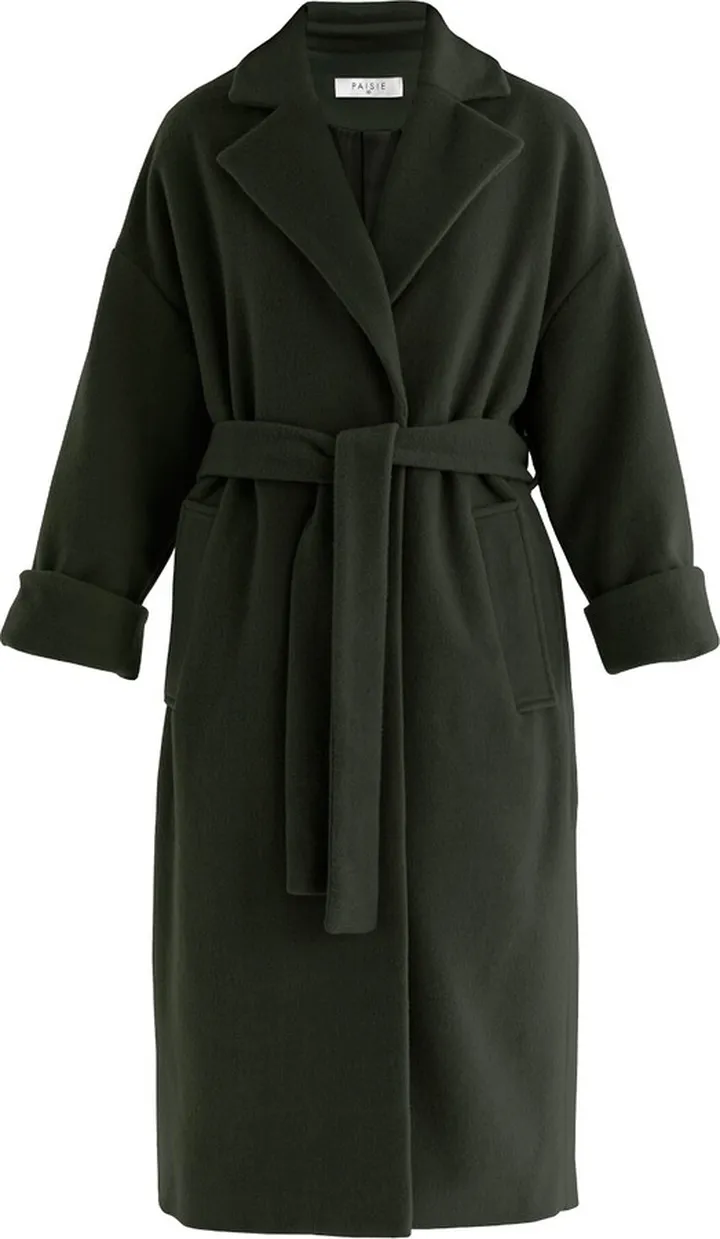 PAISIE - Wool Blend Coat In Dark Green