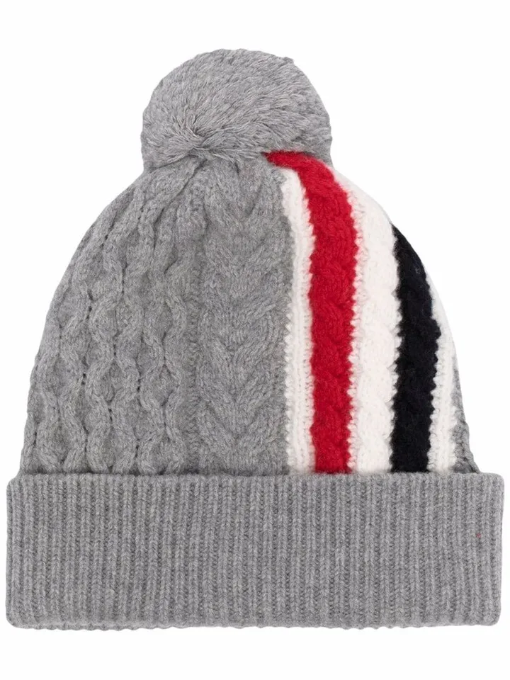 Cable-Knit Pom-Pom Beanie