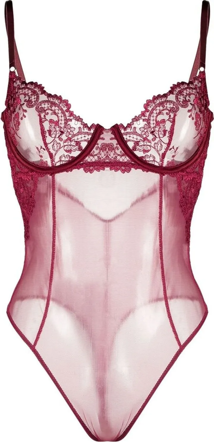 Red Lace Trim Bodysuit